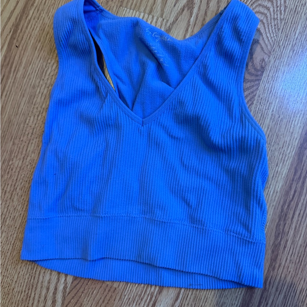 Urban Outfitters Blue Ribbed Crop Top